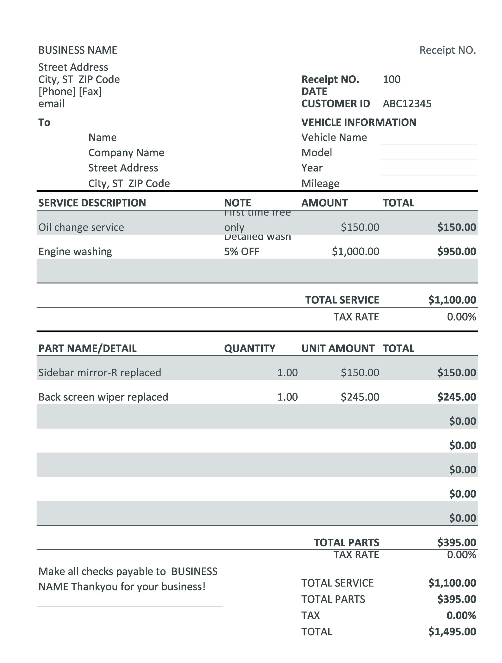 30 Real Fake Auto Repair Invoices Free TemplateArchive