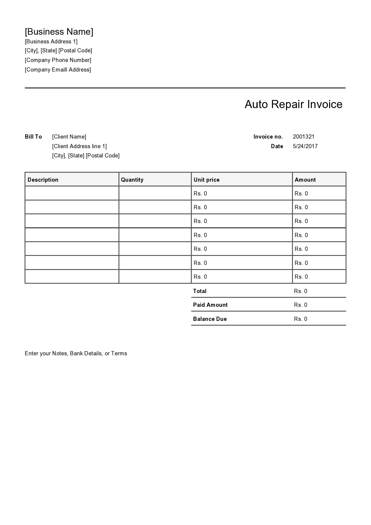 30 Real Fake Auto Repair Invoices Free Templatearchive