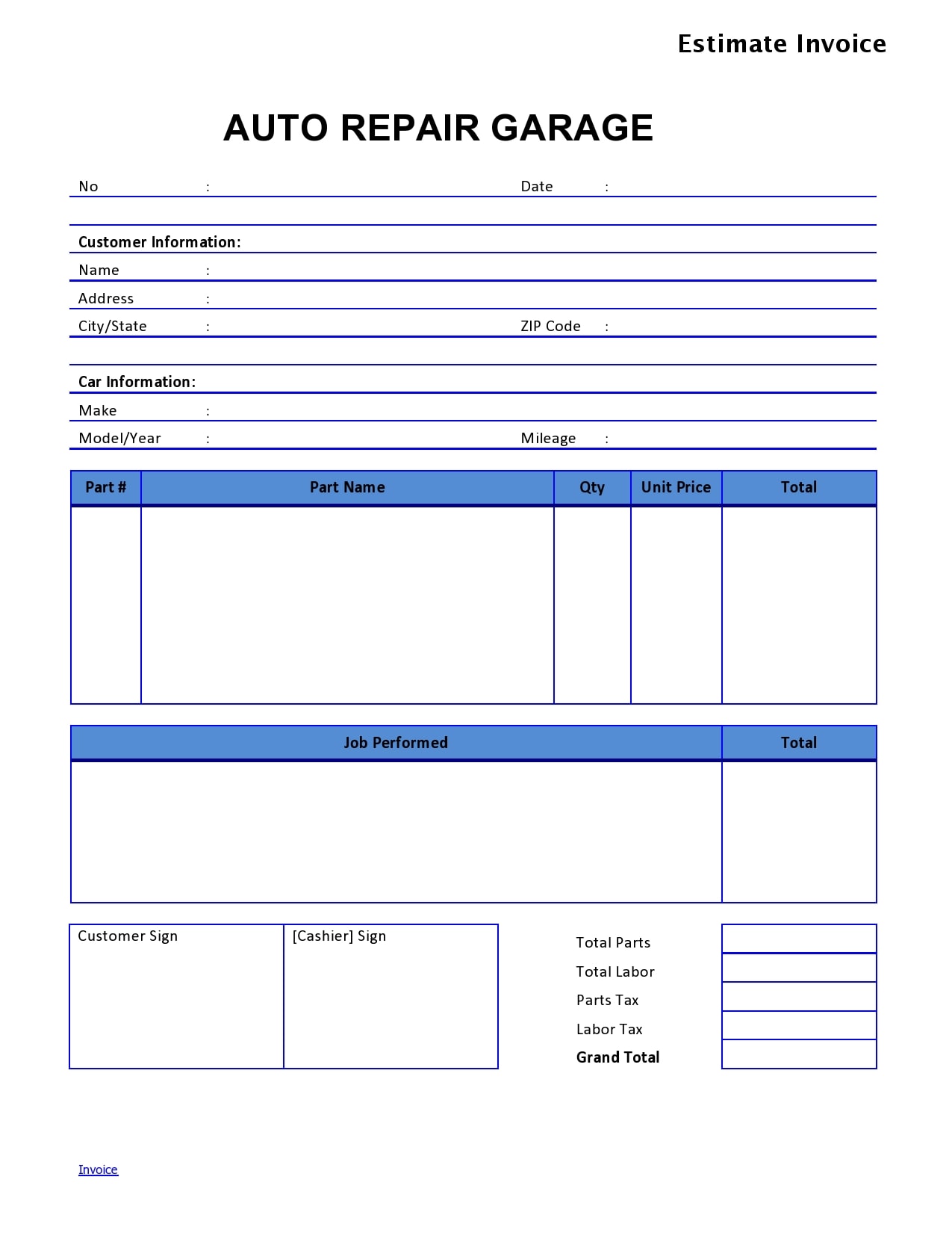 20 Real & Fake Auto Repair Invoices [Free] - TemplateArchive Pertaining To Garage Repair Invoice Template
