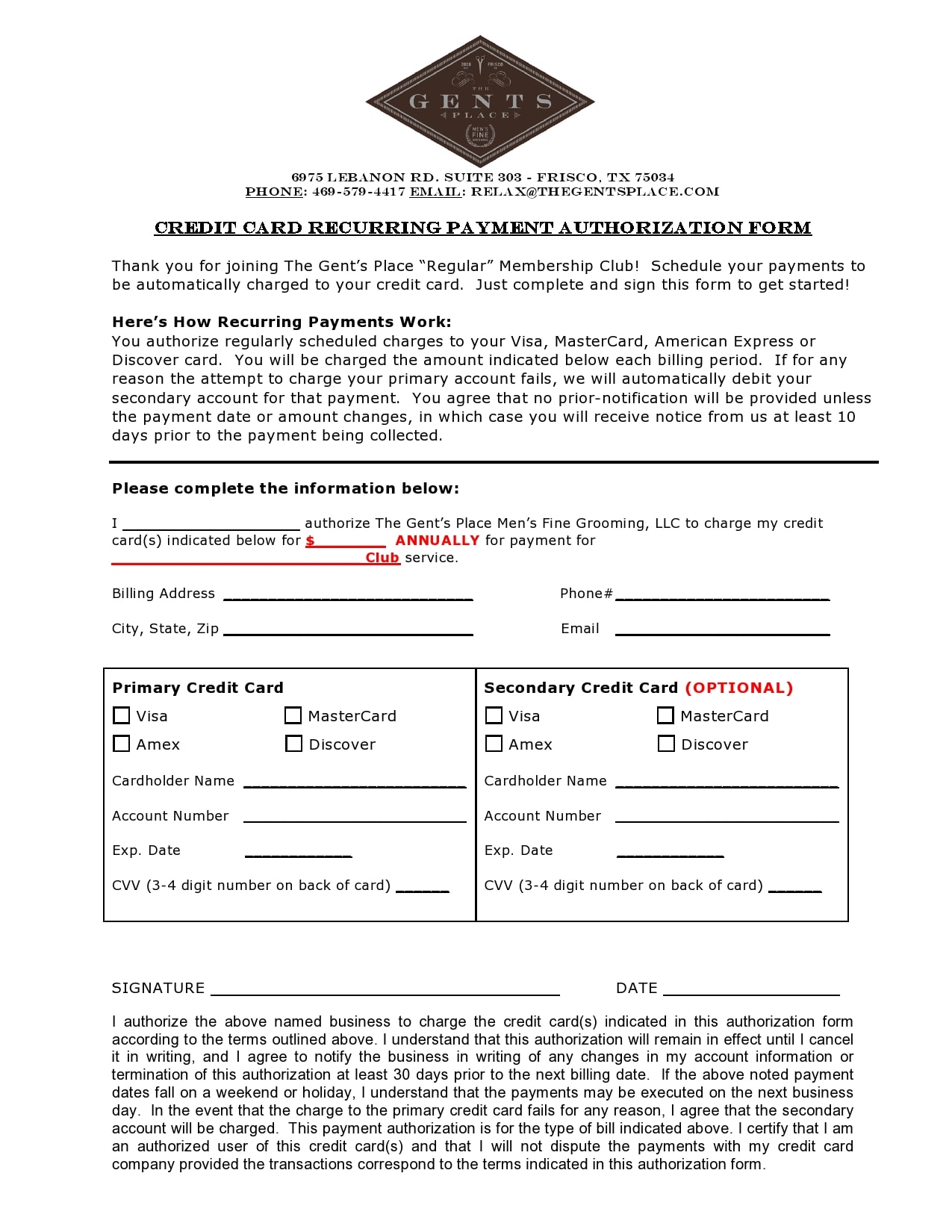 credit card authorization form template 13