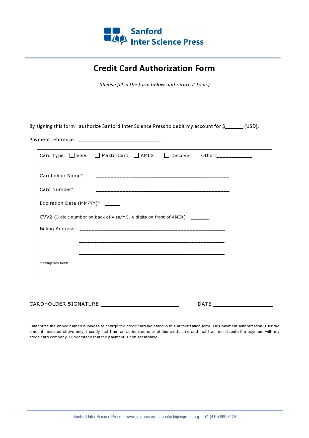 Credit Card Payment Slip Template