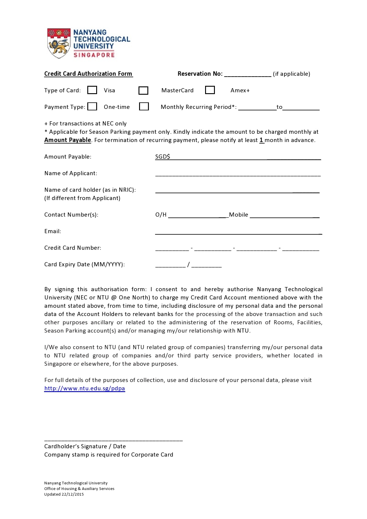 credit card authorization form template 18
