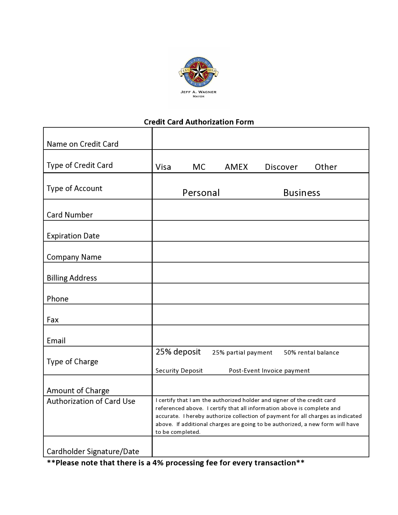 credit card authorization form template 21