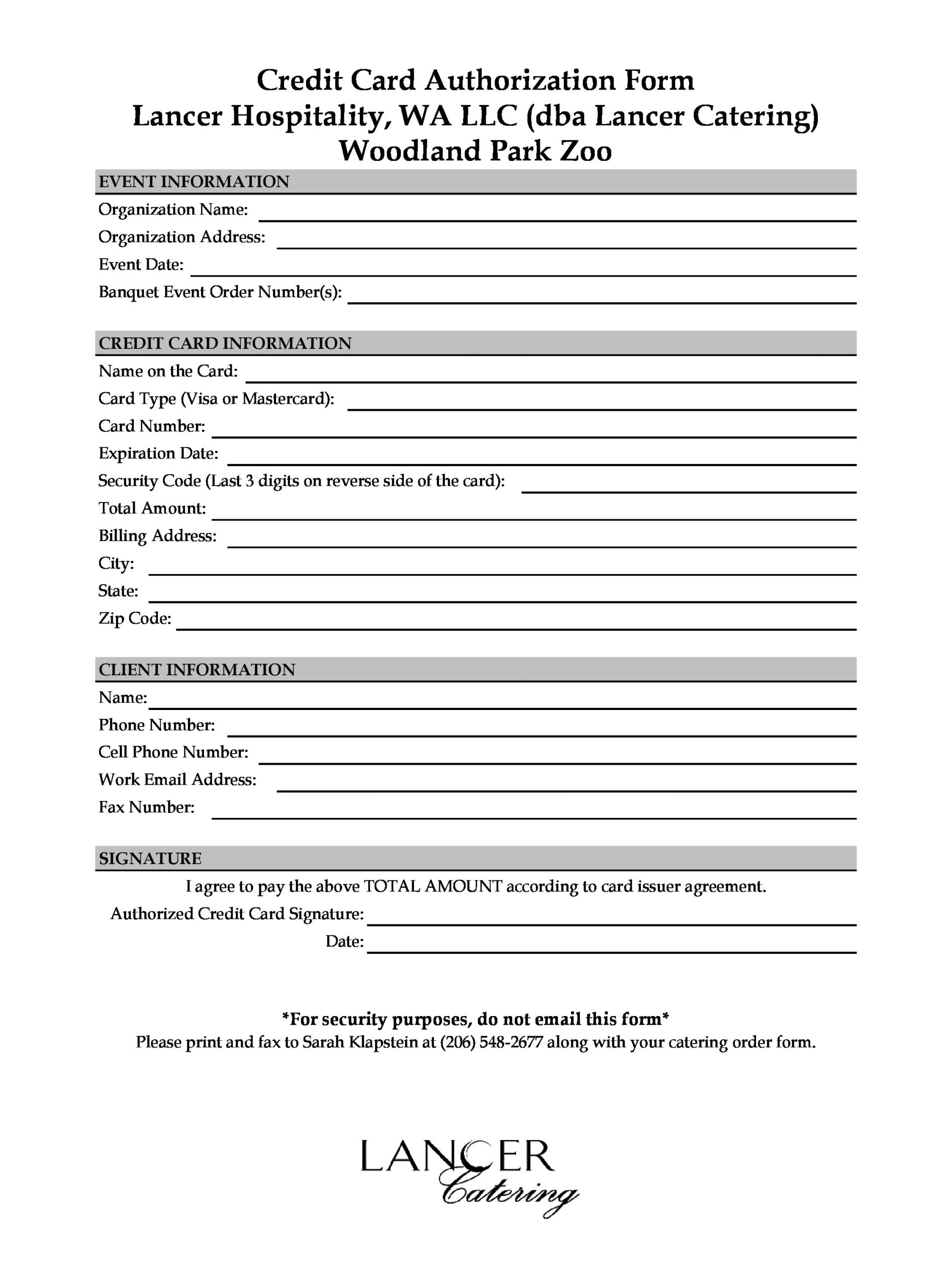 credit card authorization form template 25