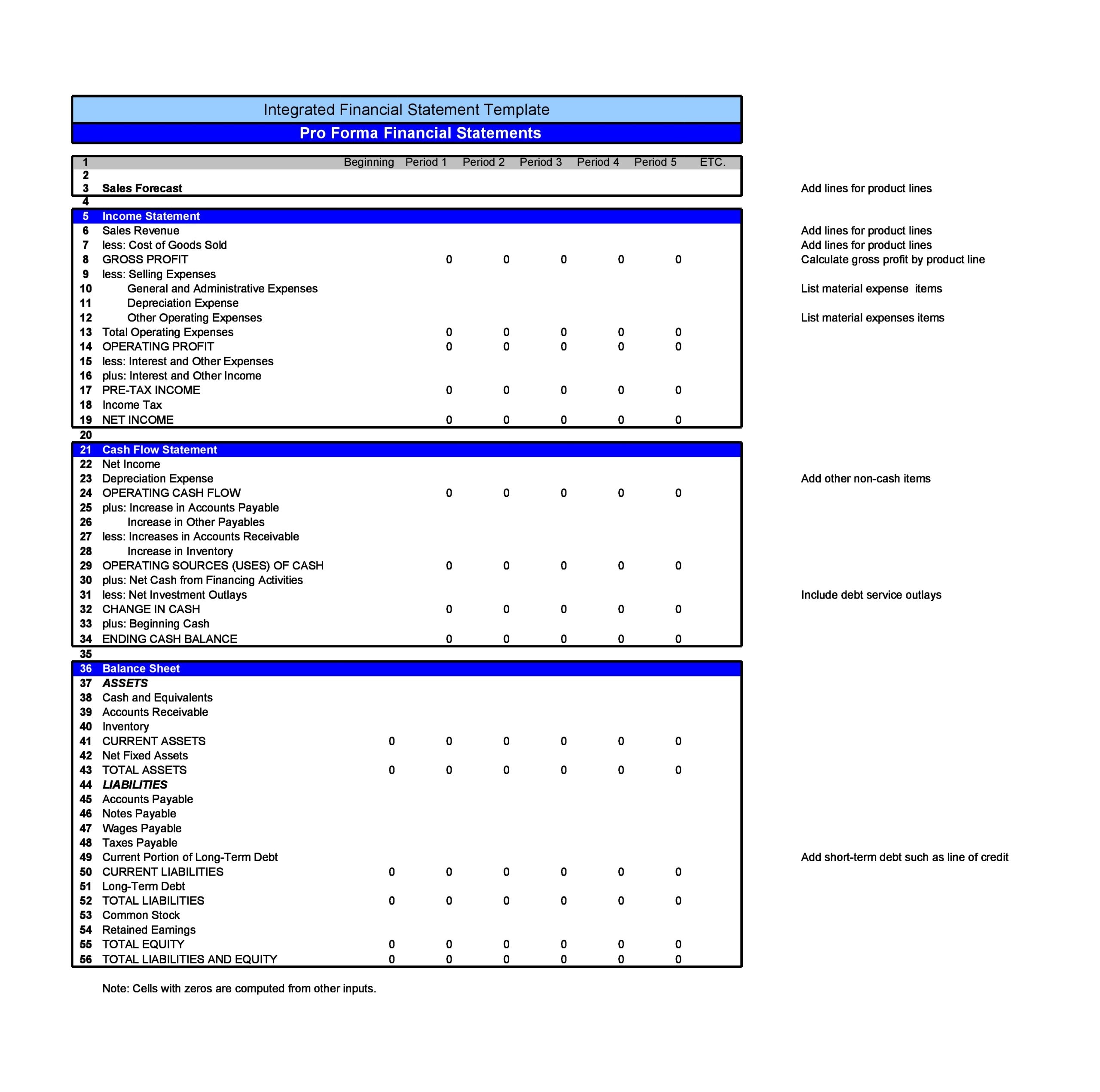 income statement format excel