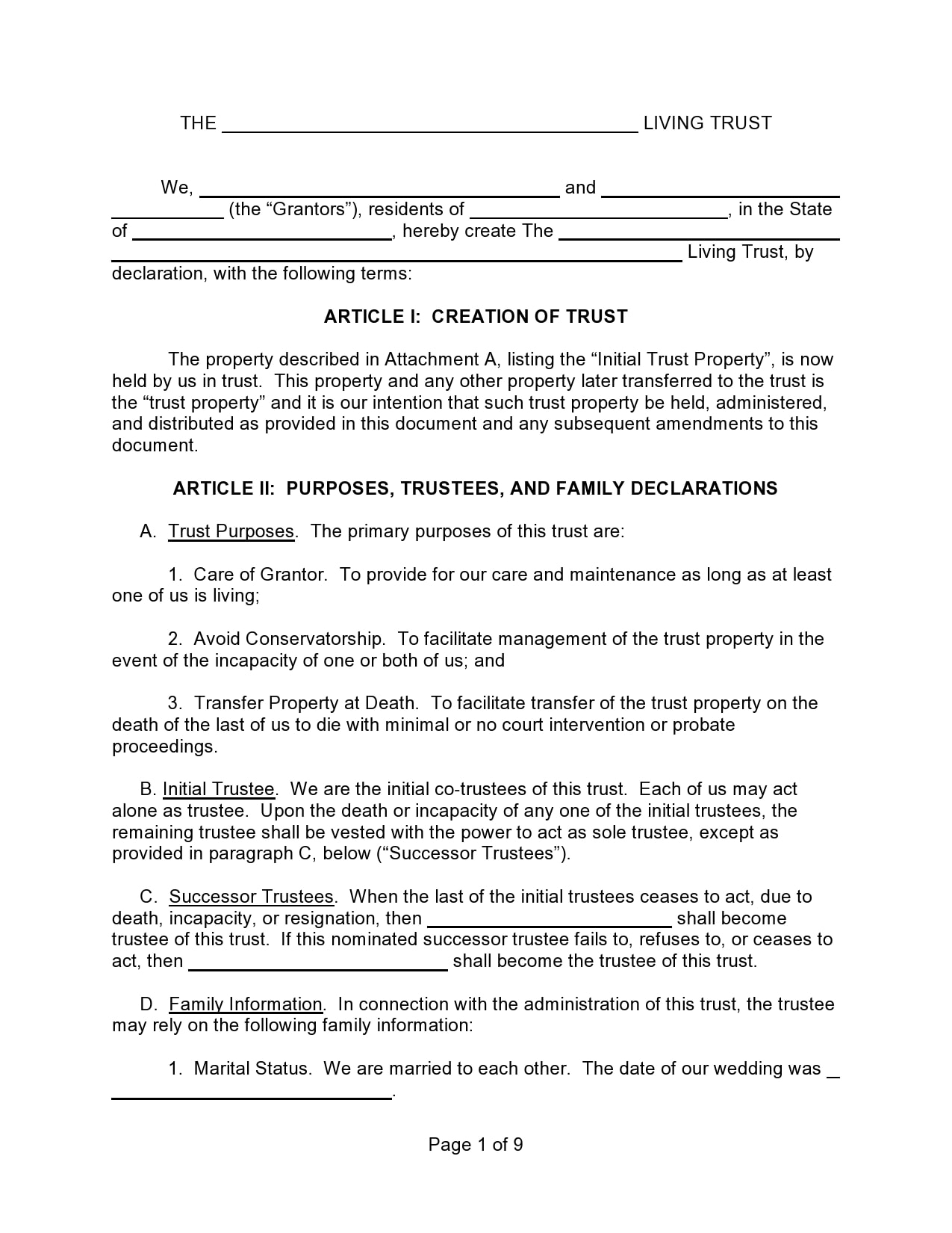 30 Free Living Trust Forms Templates Word TemplateArchive