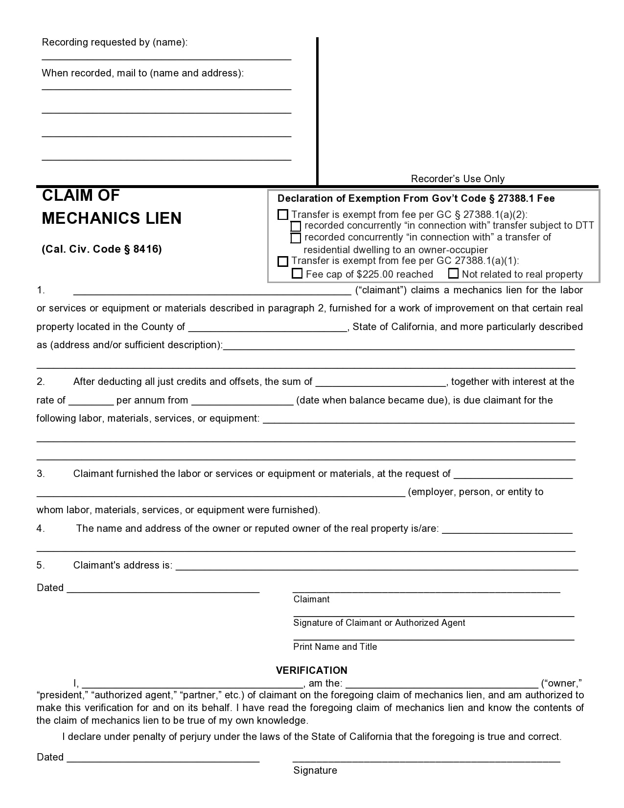 30 Free Mechanics Lien Forms All States TemplateArchive