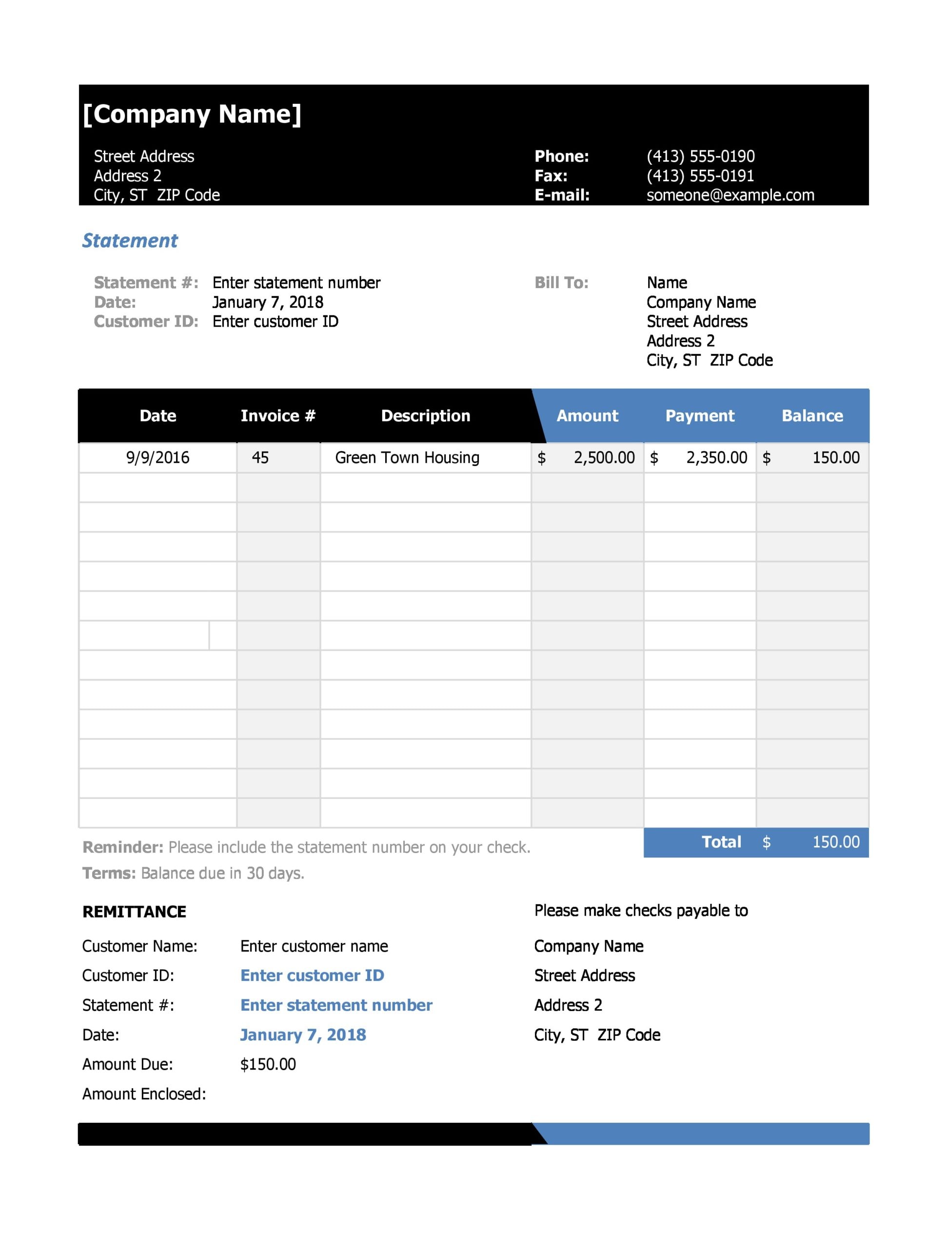 bank statement excel template