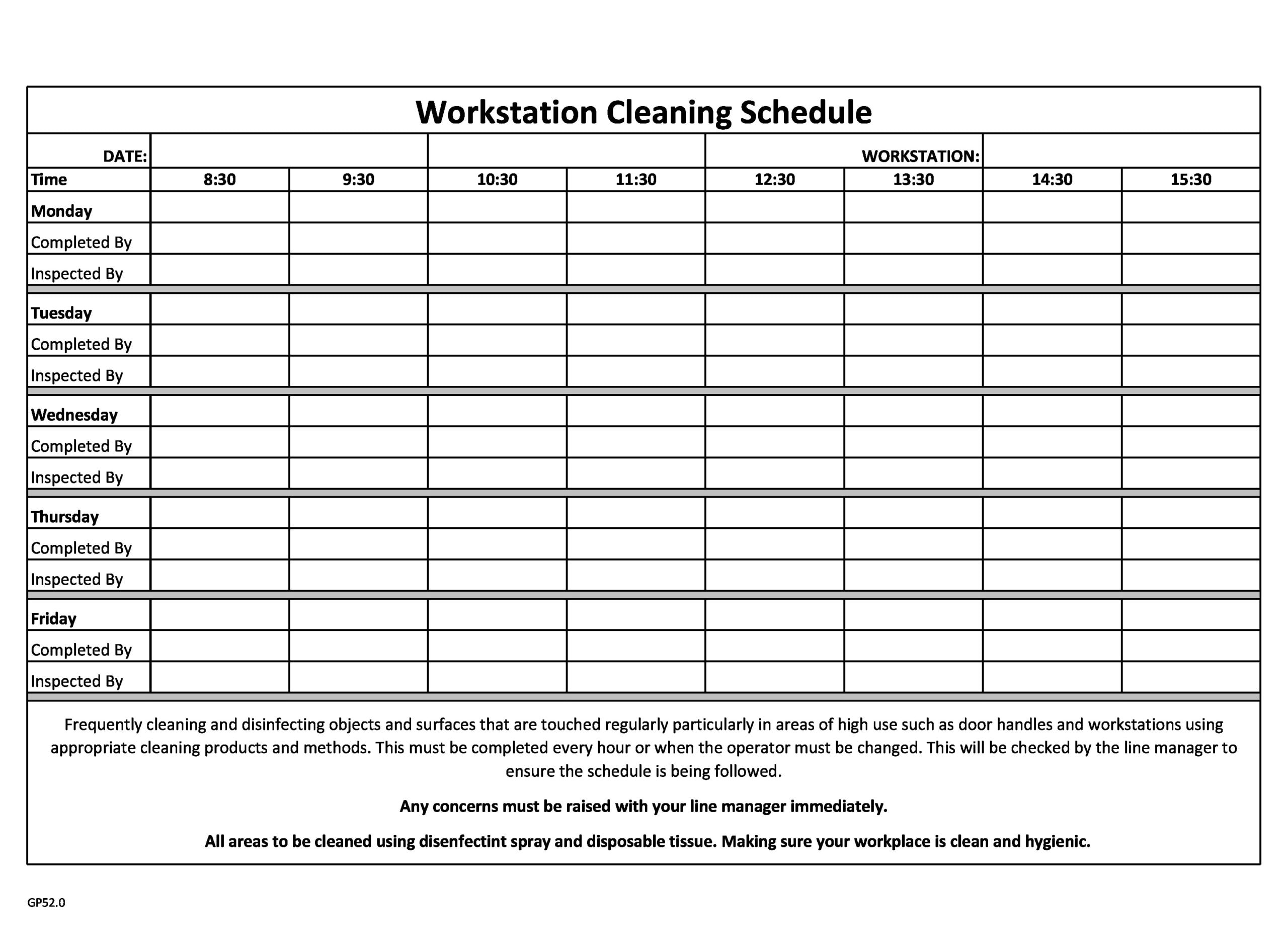 20 Free Cleaning Schedule Templates (Daily / Weekly / Monthly) Intended For Blank Cleaning Schedule Template
