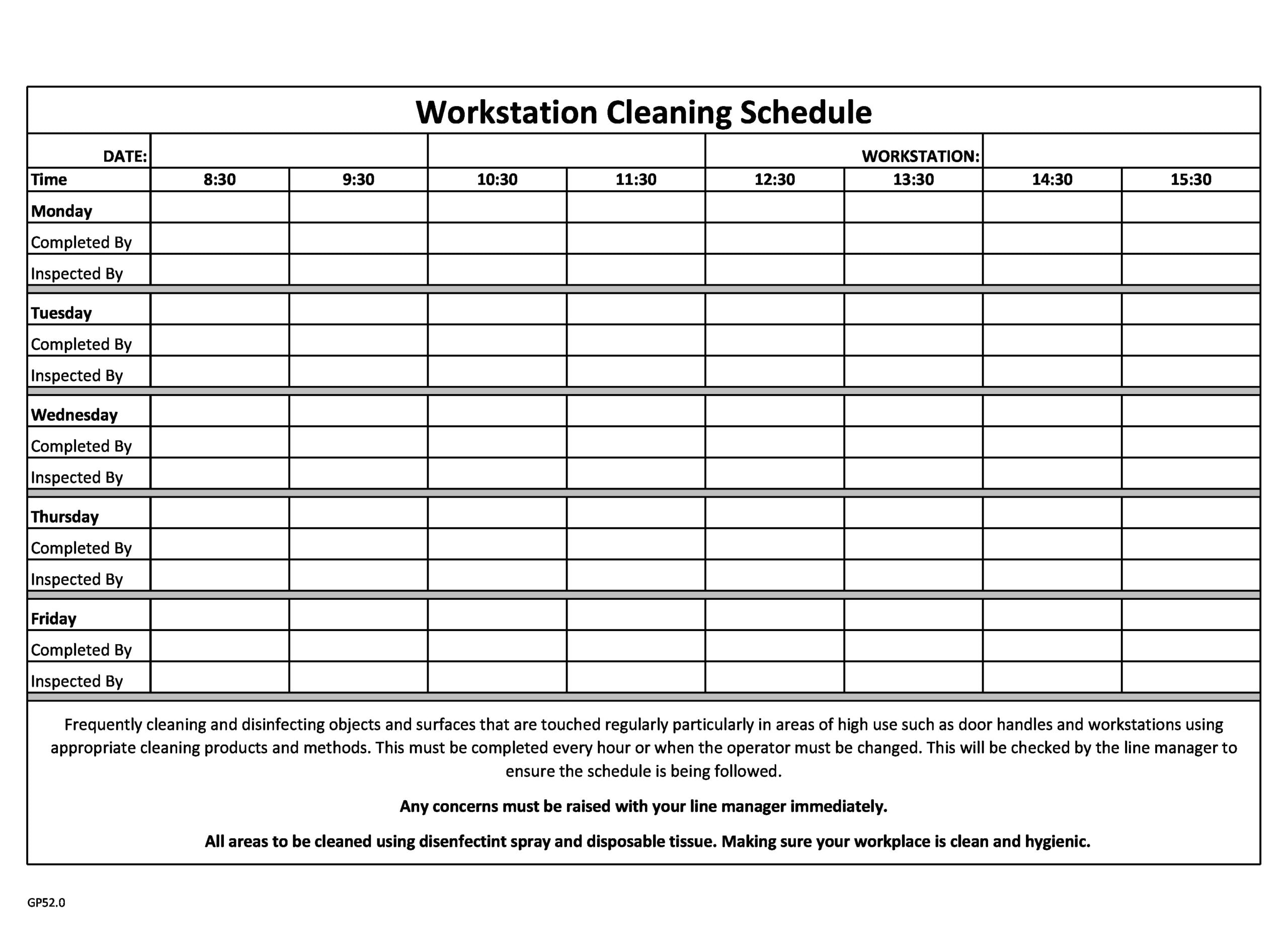 Daily Weekly Monthly Cleaning Schedule Template Excel