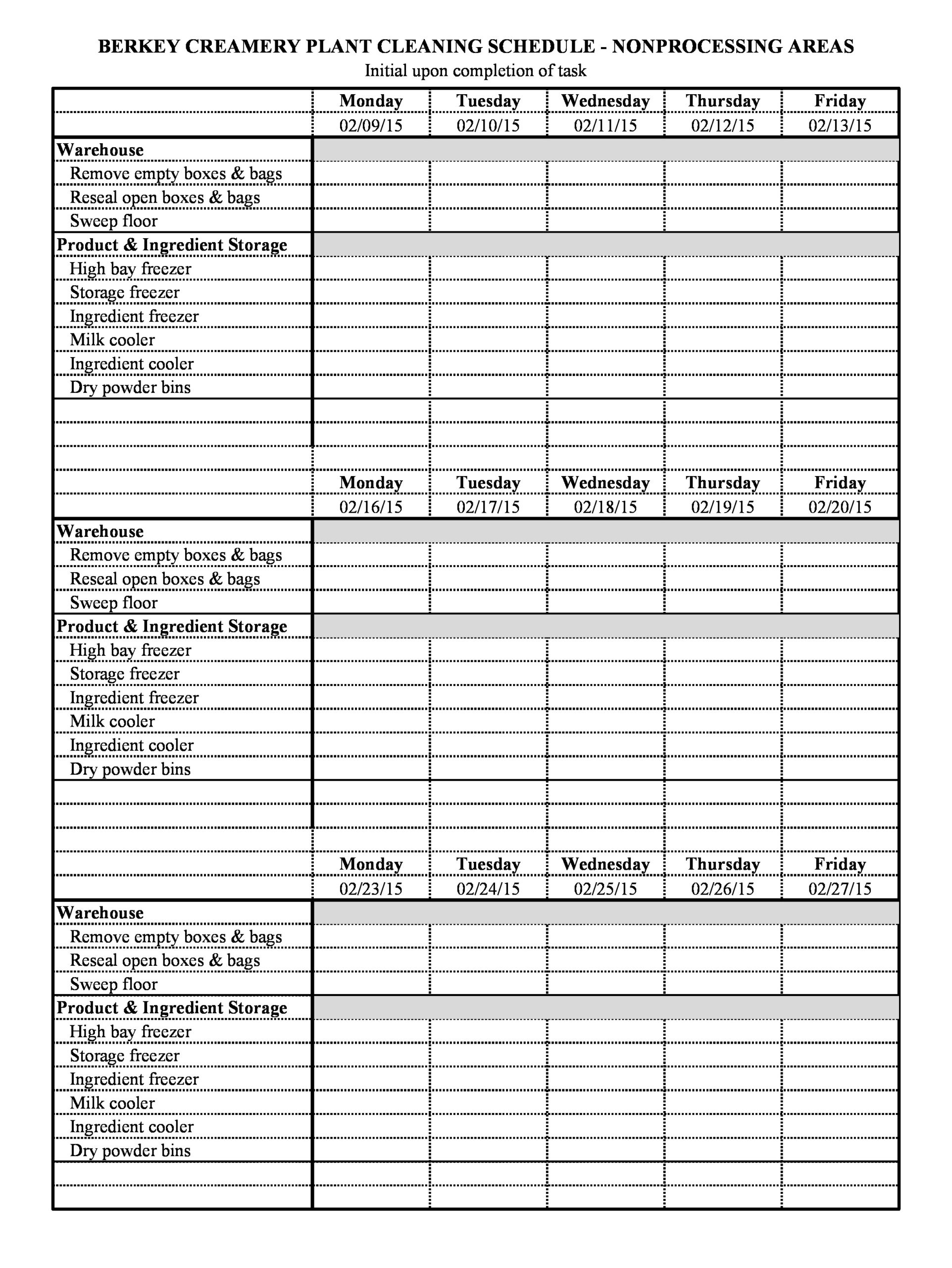 20 Free Cleaning Schedule Templates (Daily / Weekly / Monthly) Throughout Cleaning Report Template