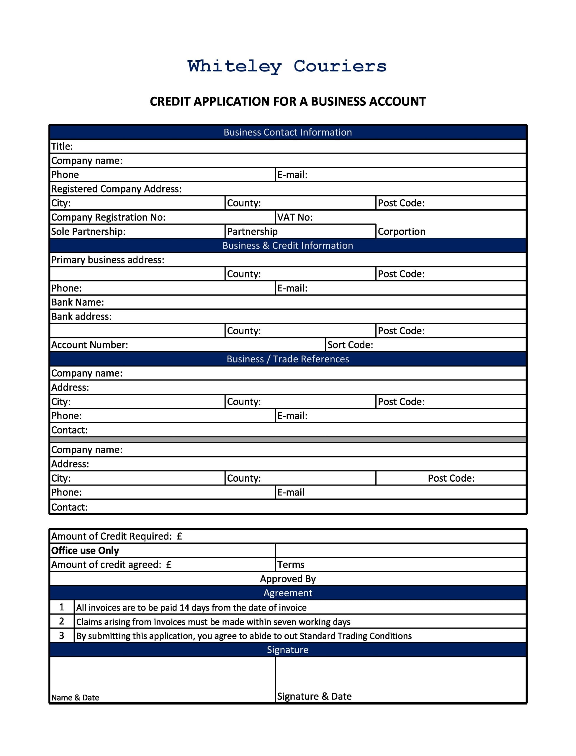 23 Free Credit Application Templates (Business & Generic) Inside credit application and agreement template
