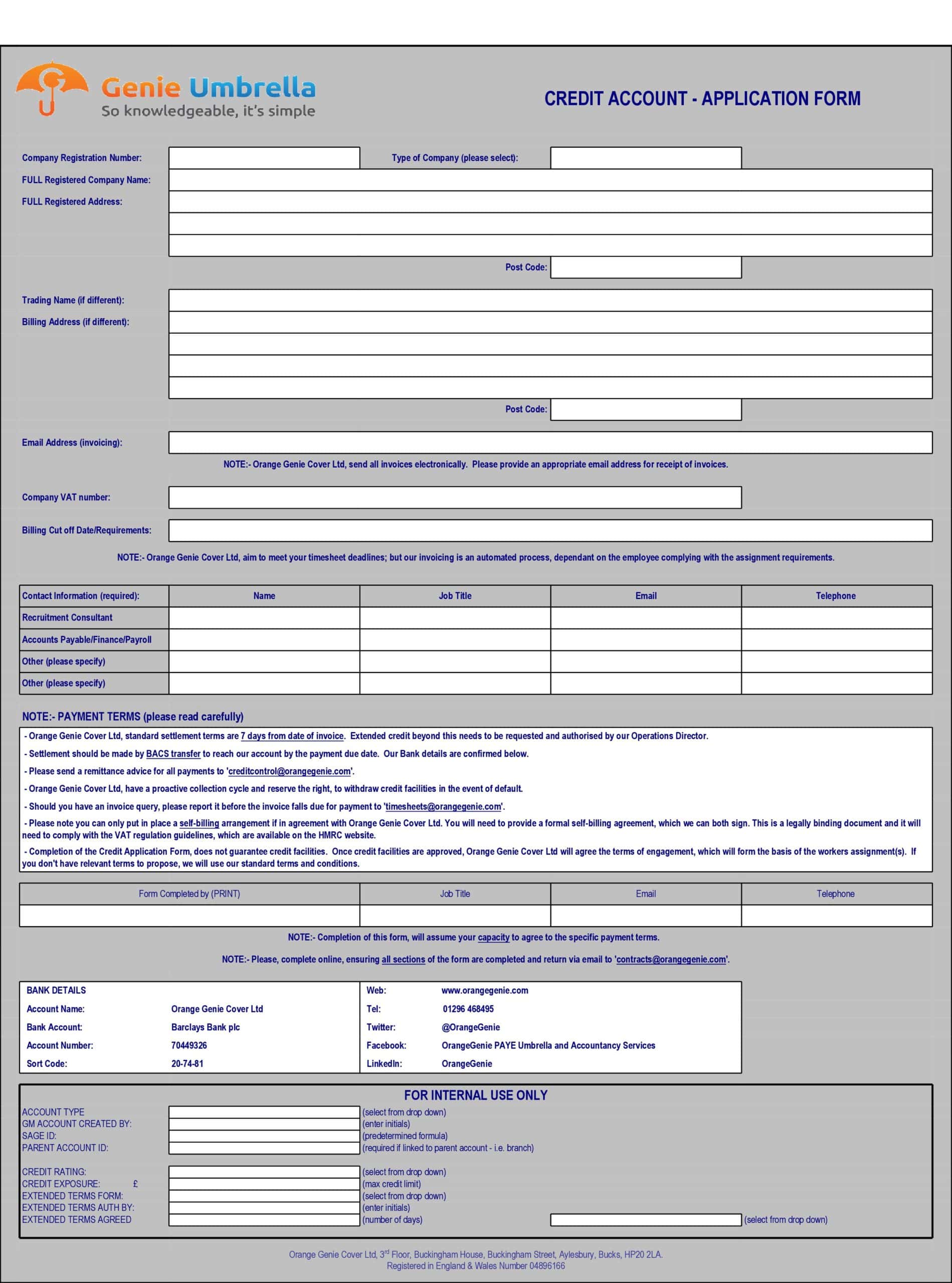 30 Free Credit Application Templates Business And Generic 0512