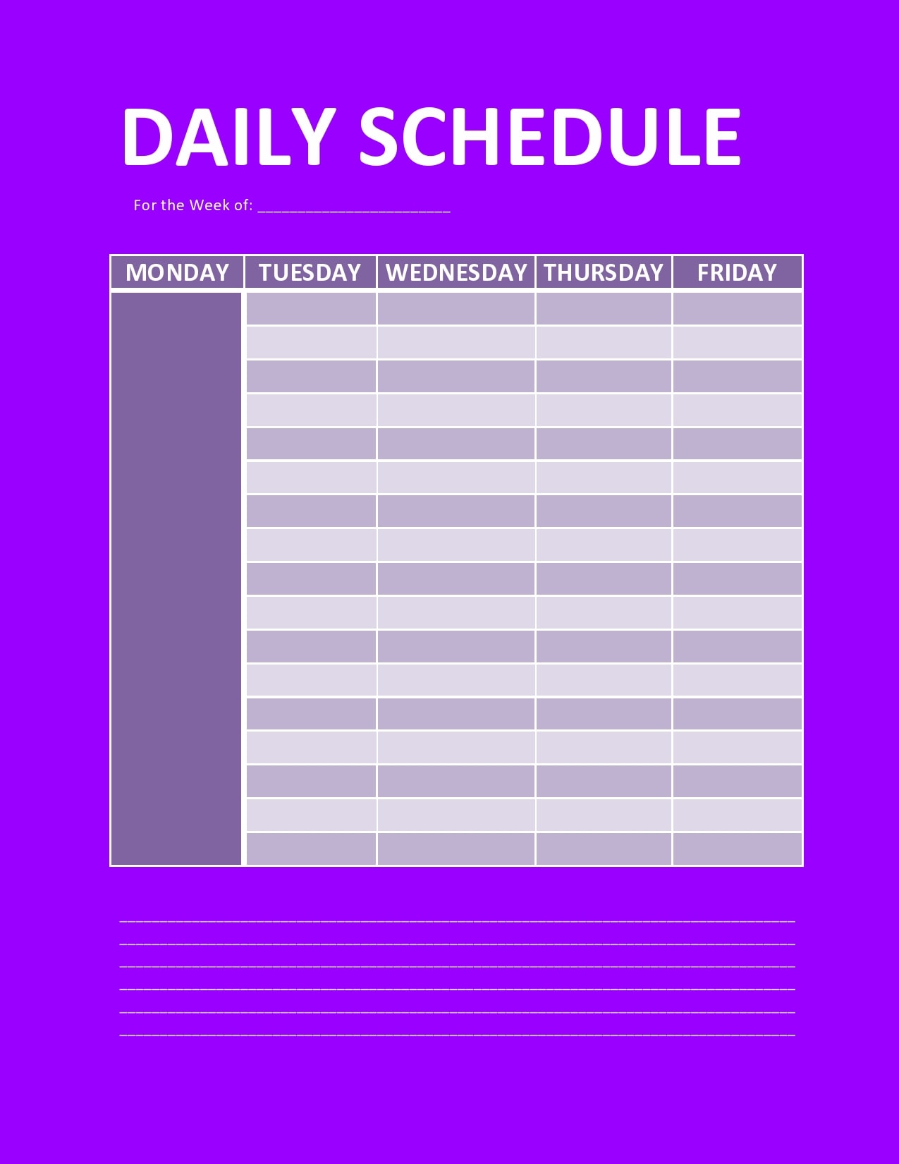30 Free Daily Schedule Templates (Excel & Word) - TemplateArchive