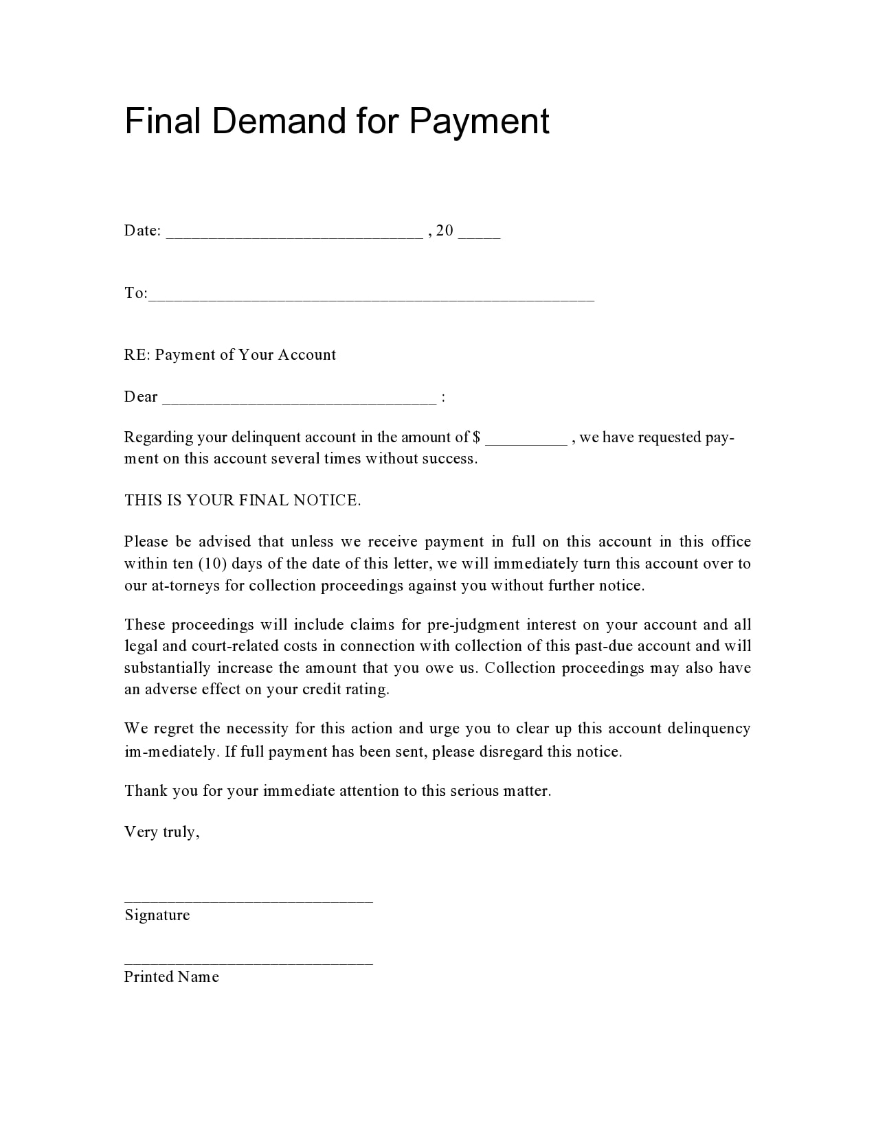 30 Strong Demand For Payment Letters - TemplateArchive