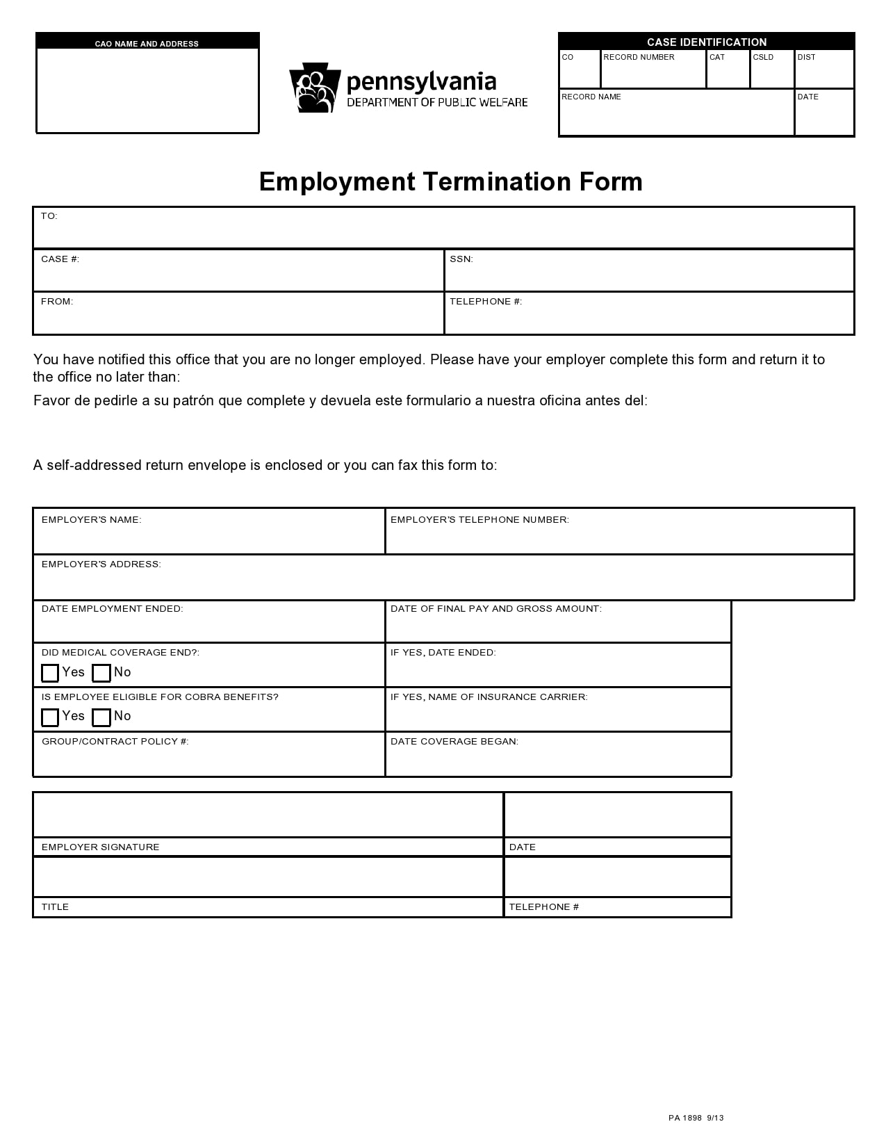 Termination Papers Template
