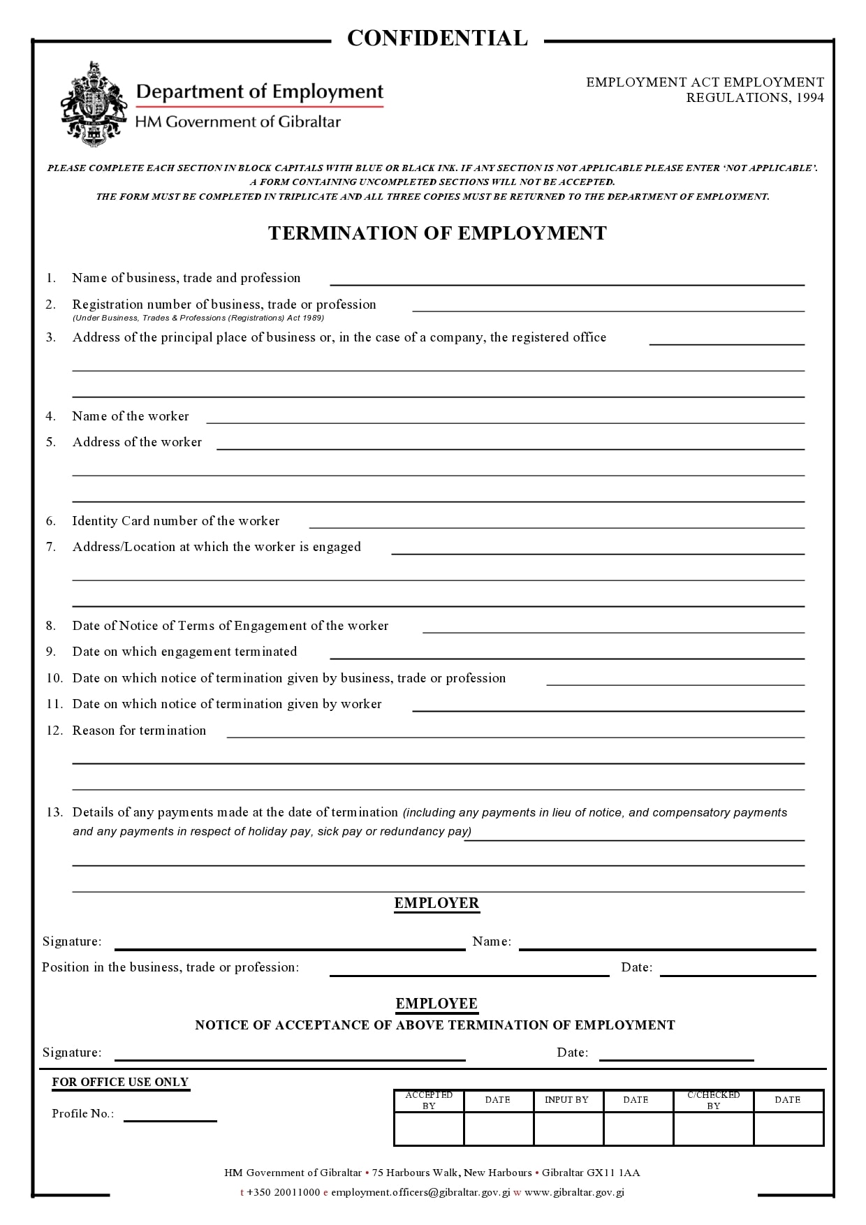 Employee Termination Form Template Database - Gambaran