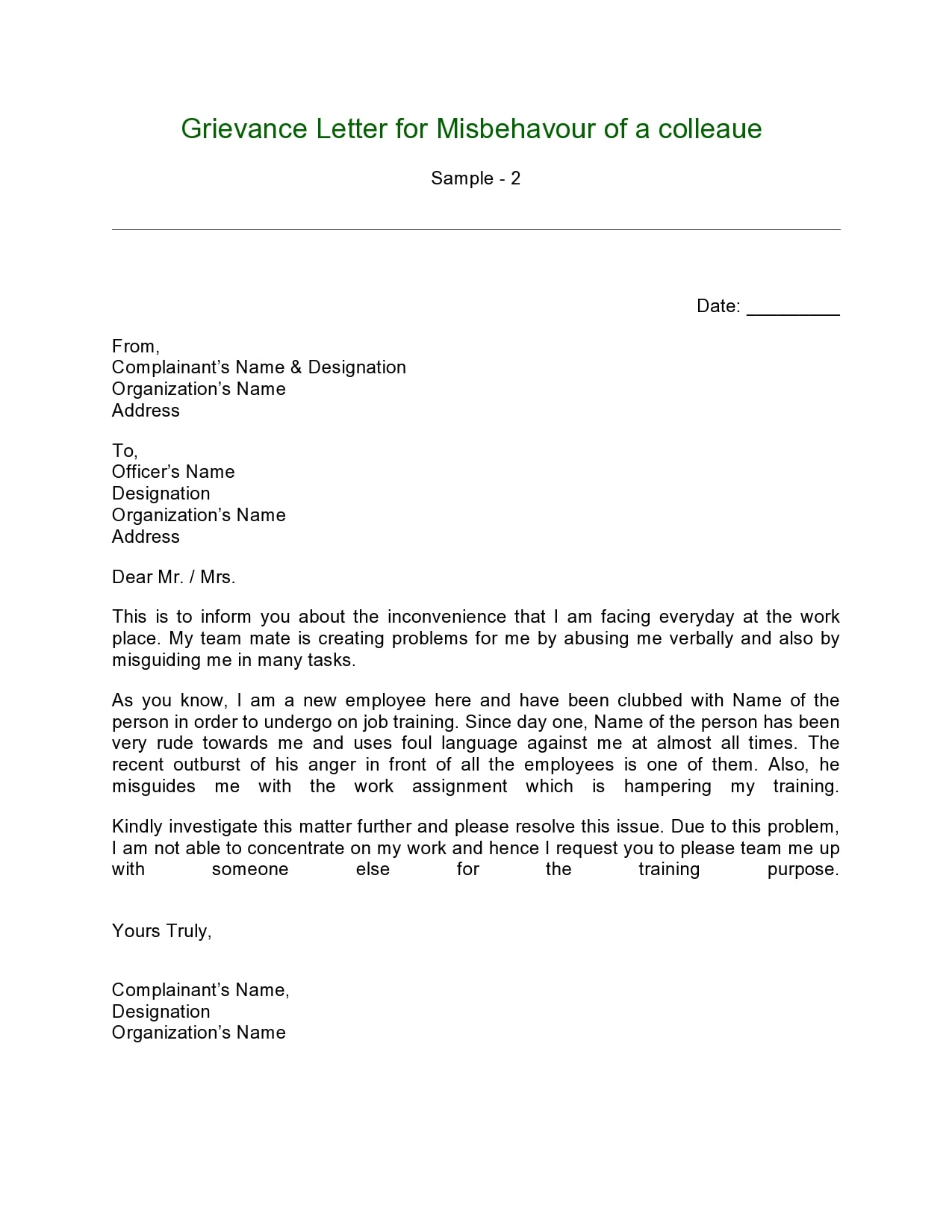 22 Formal Grievance Letter Templates (+Examples) With Grievance Template Letters