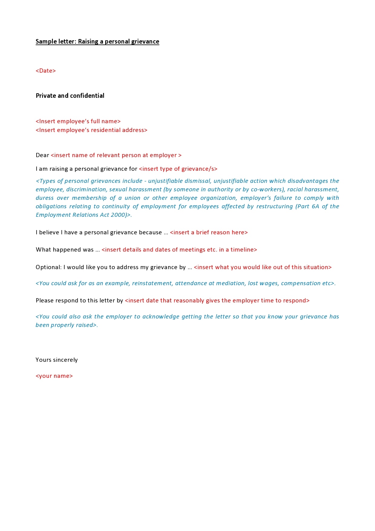 25 Formal Grievance Letter Templates (+Examples)