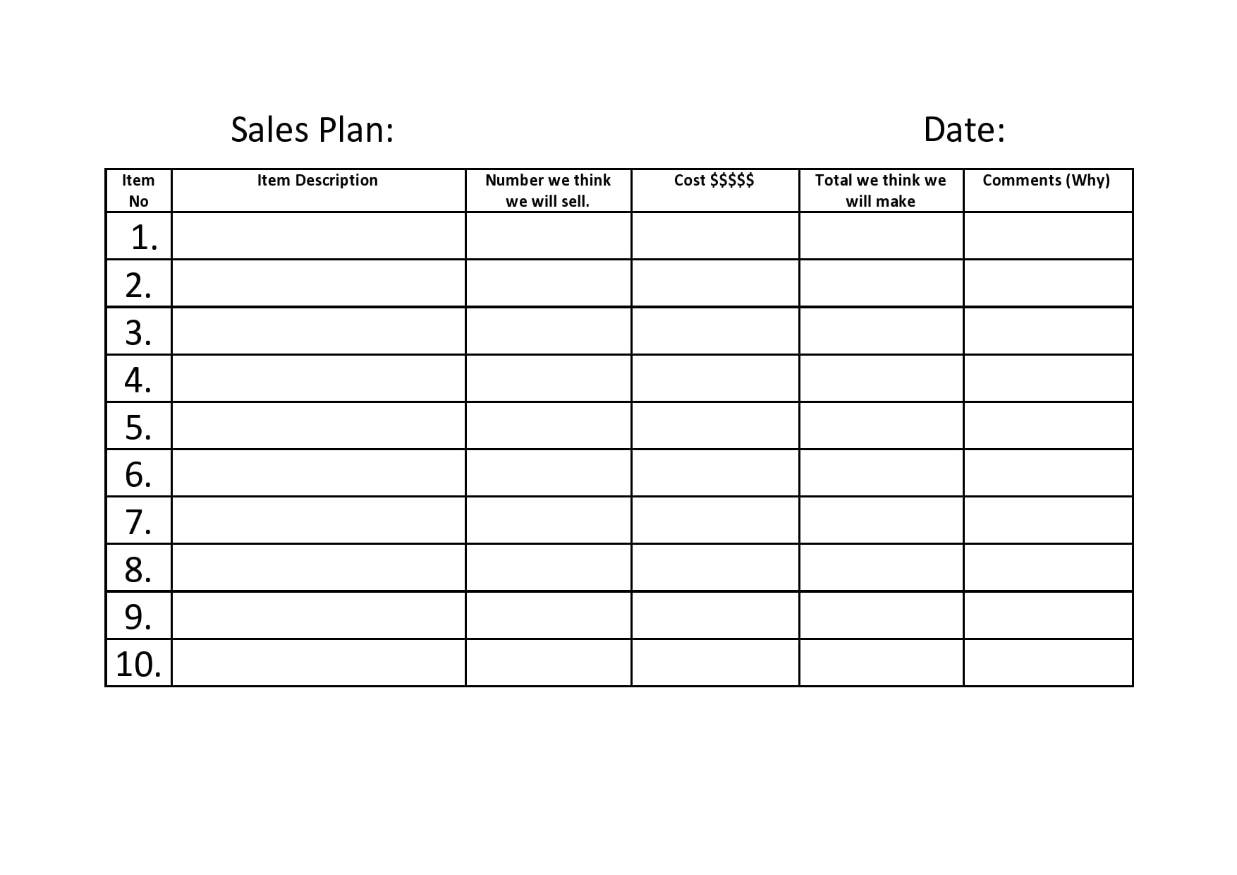 sales strategies template 20