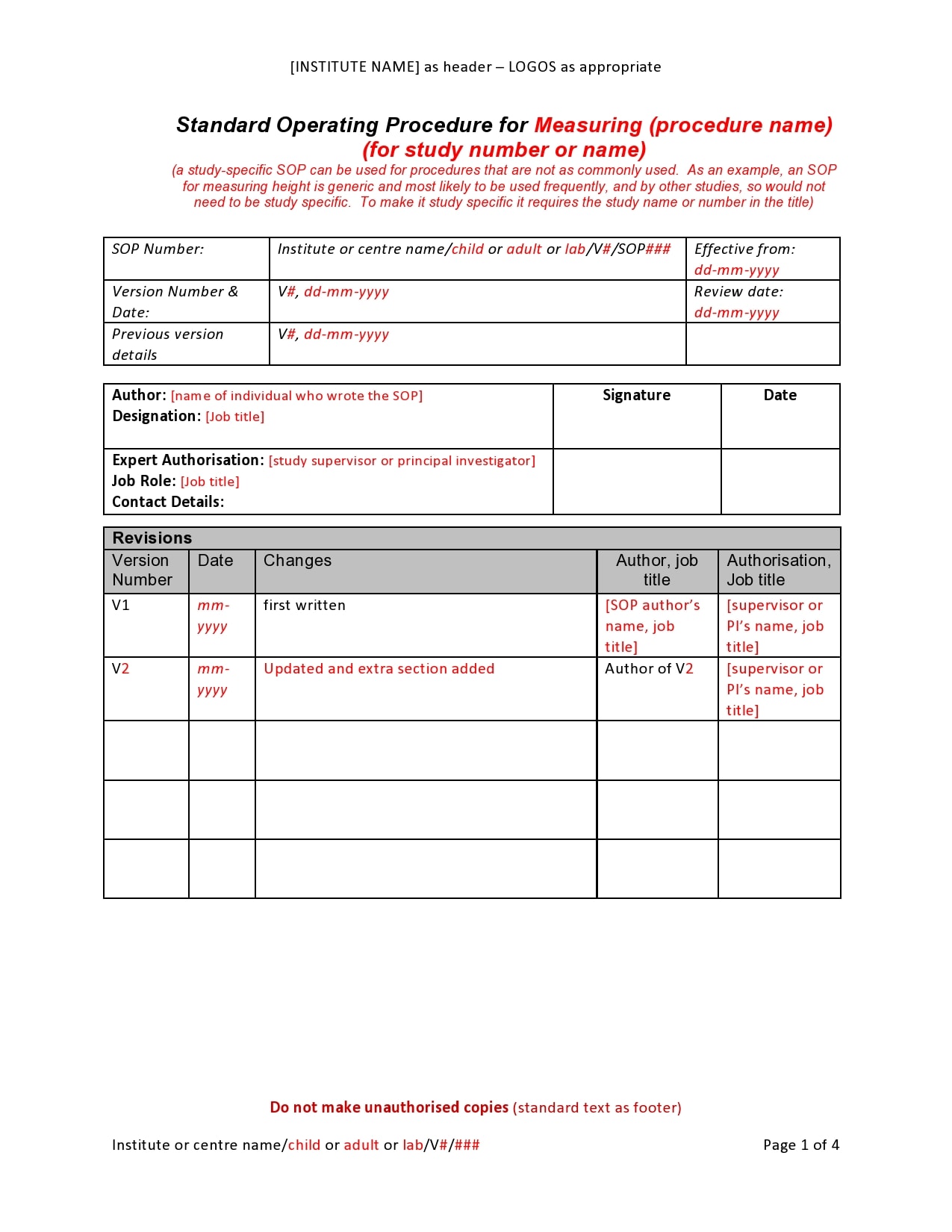Free Standard Operating Procedure Template Word 20 Toptemplate.my.id