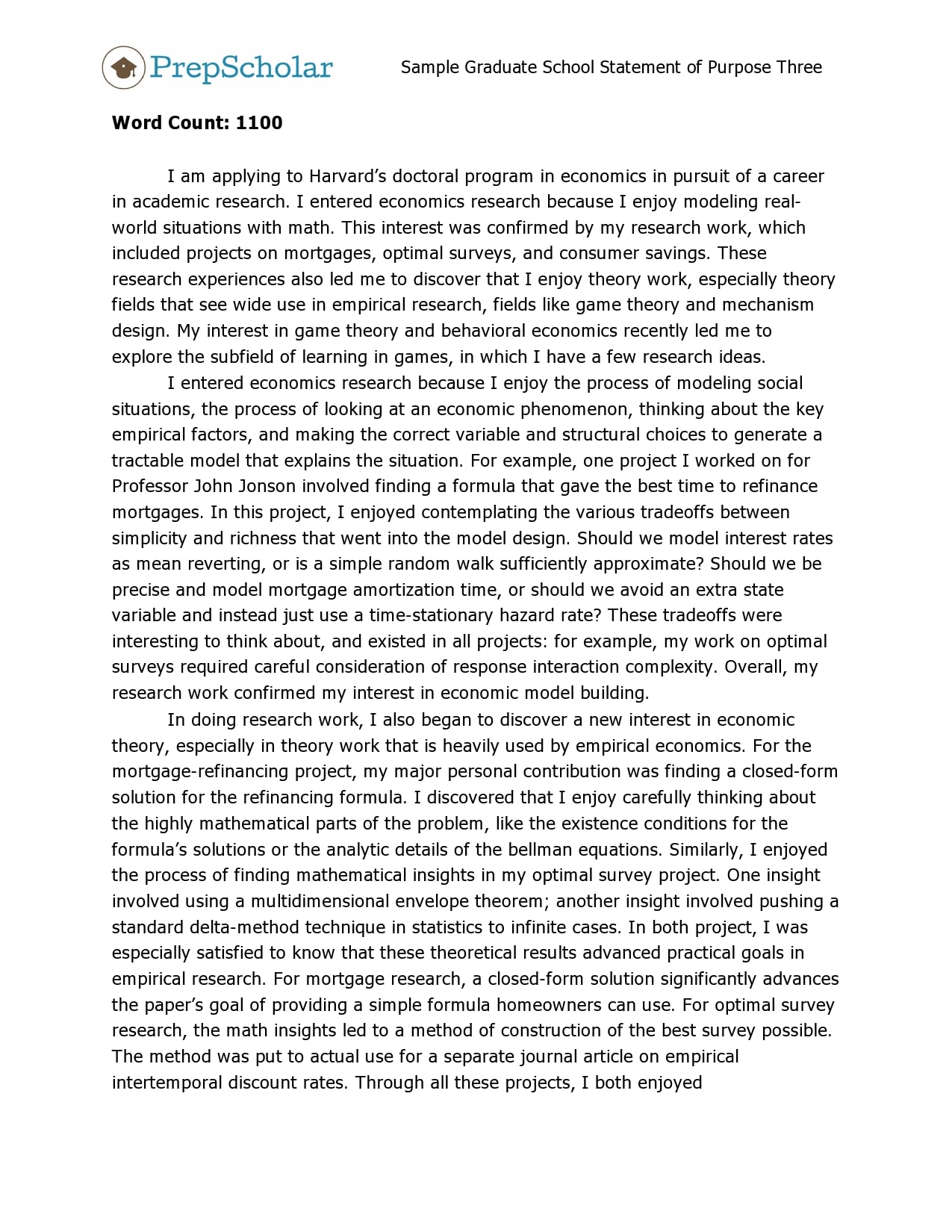 sample statement of purpose for graduate school education