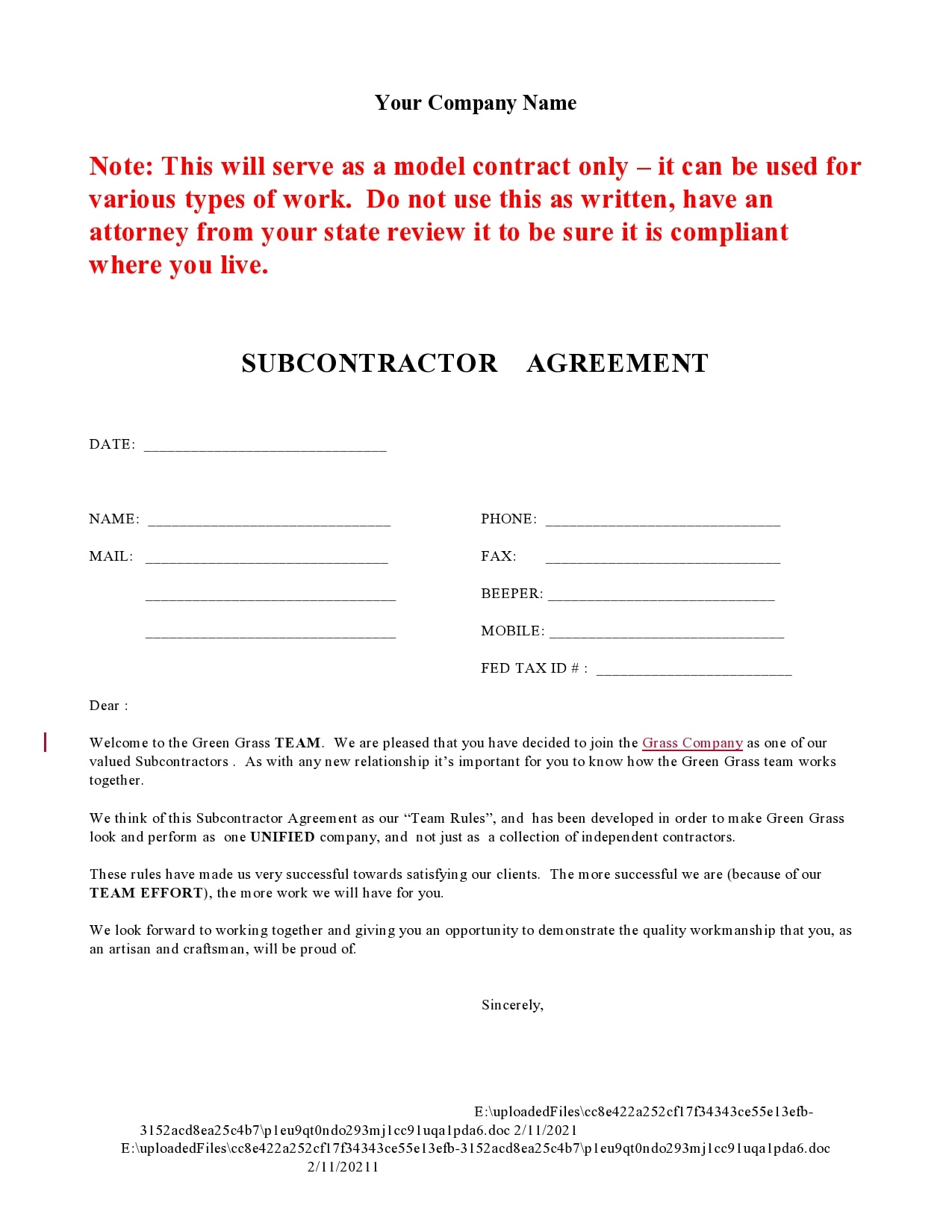 30 Free Subcontractor Agreement Templates (Word, PDF)
