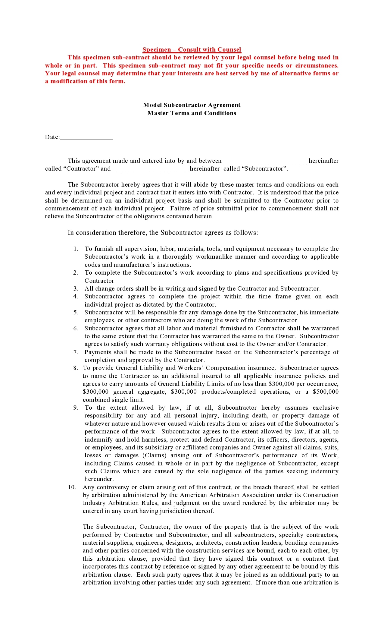 30 Free Subcontractor Agreement Templates Word Pdf