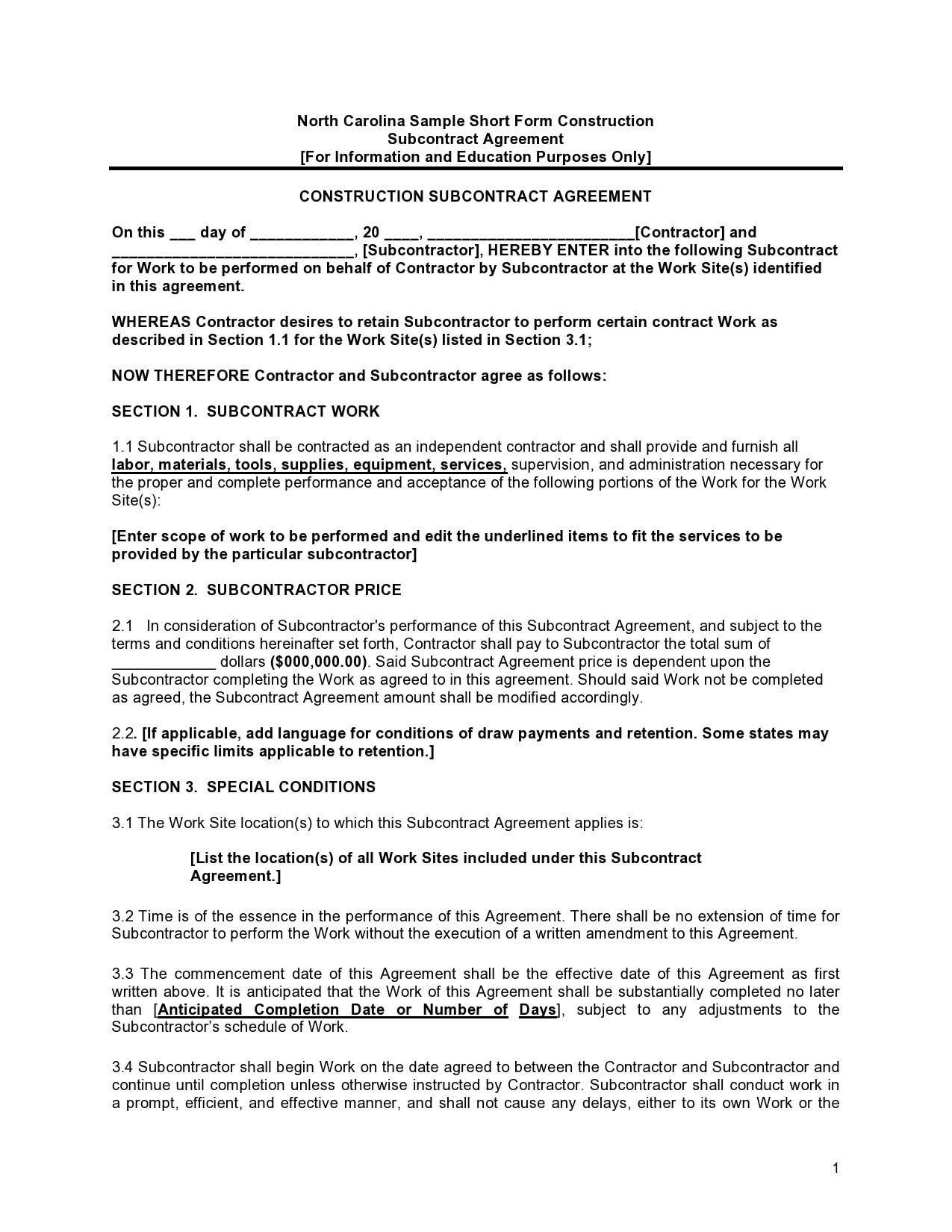 Government Subcontractor Agreement Template