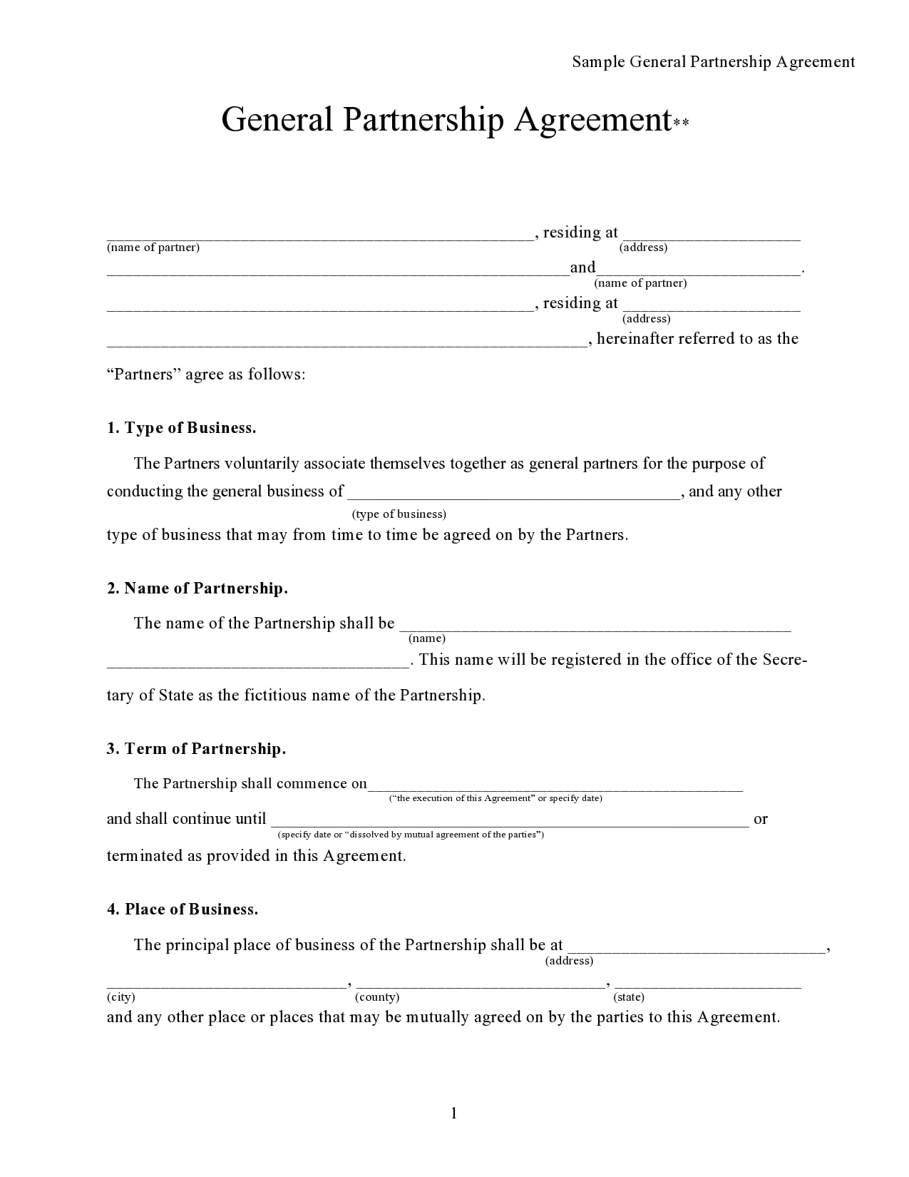 20 Partnership Agreement Templates (Business, Real Estate) Intended For Template For Business Partnership Agreement