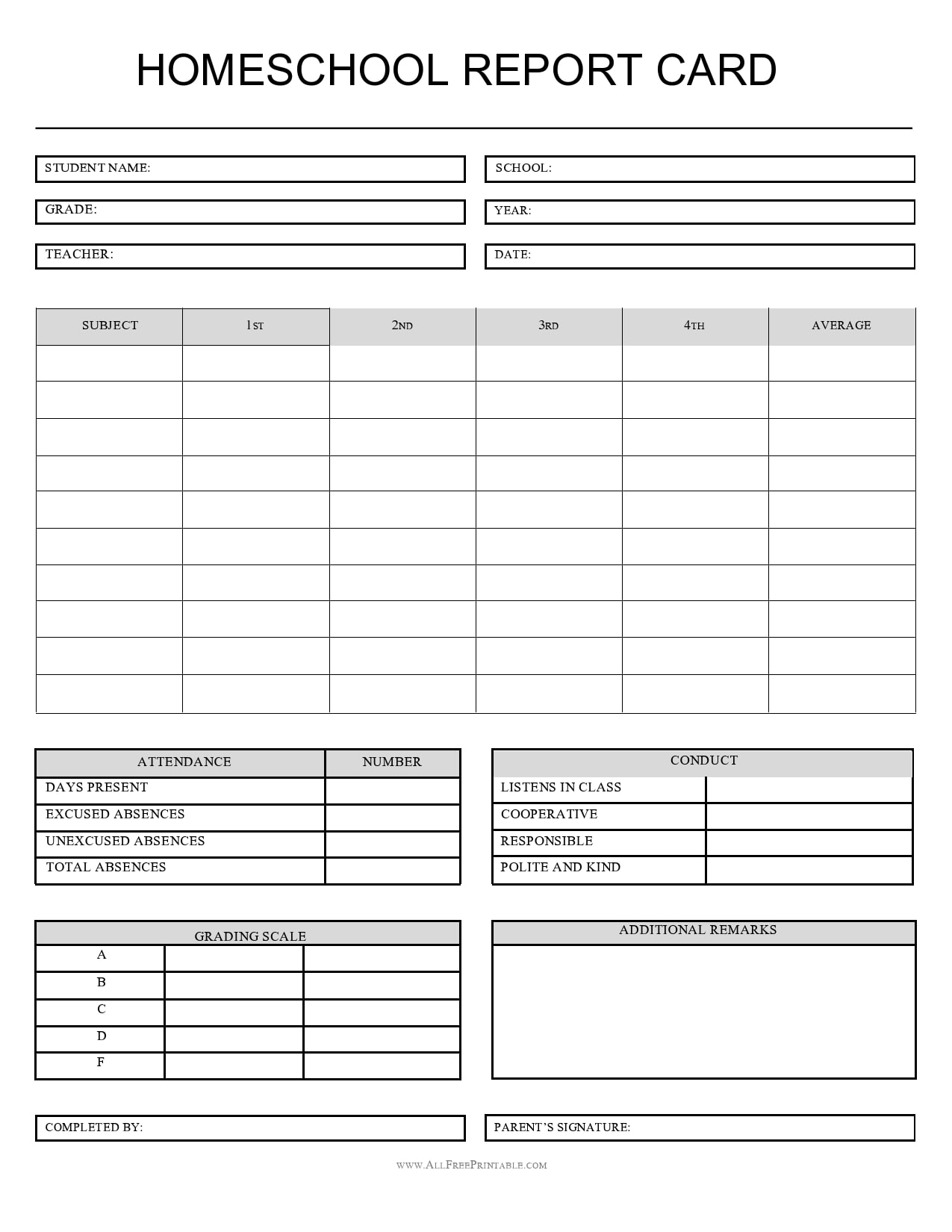 Excel Report Card Template