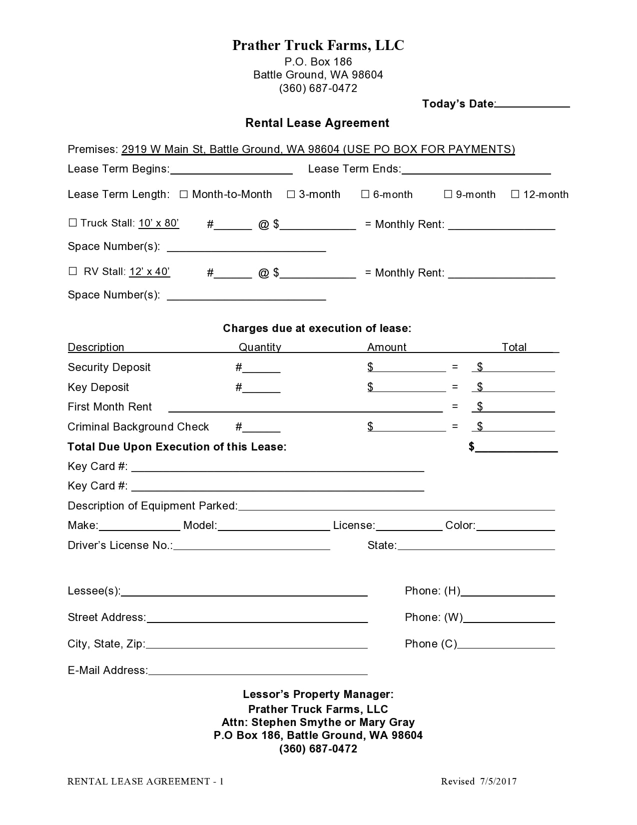 Lease Agreement Form For Trucking Companies Printable Form Templates