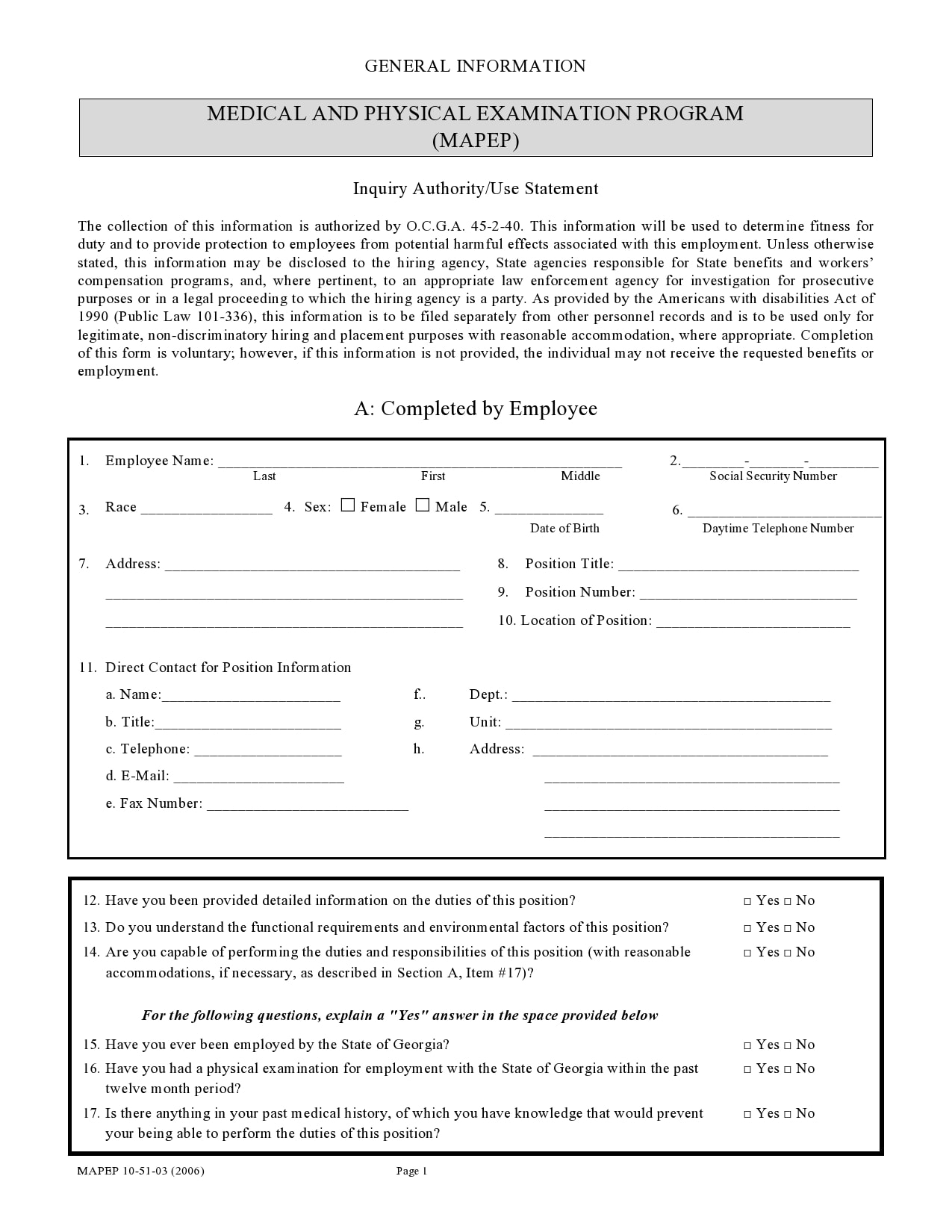 Printable Pre Employment Physical Form Printable Form Templates and