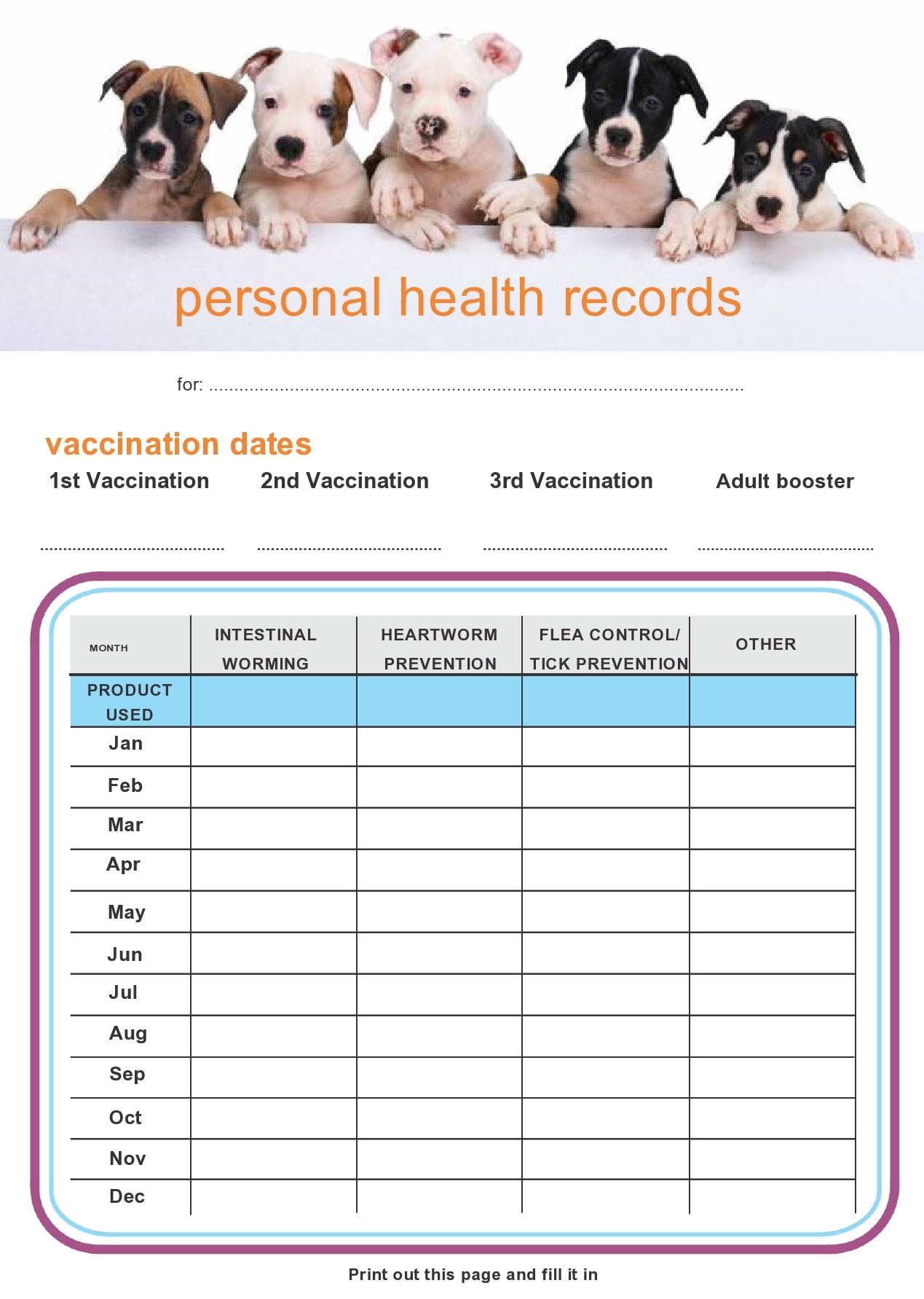 40 Printable Dog / Puppy Vaccination Records TemplateArchive