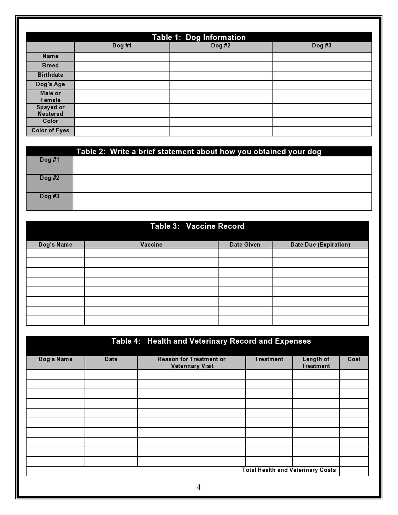 40 Printable Dog / Puppy Vaccination Records TemplateArchive