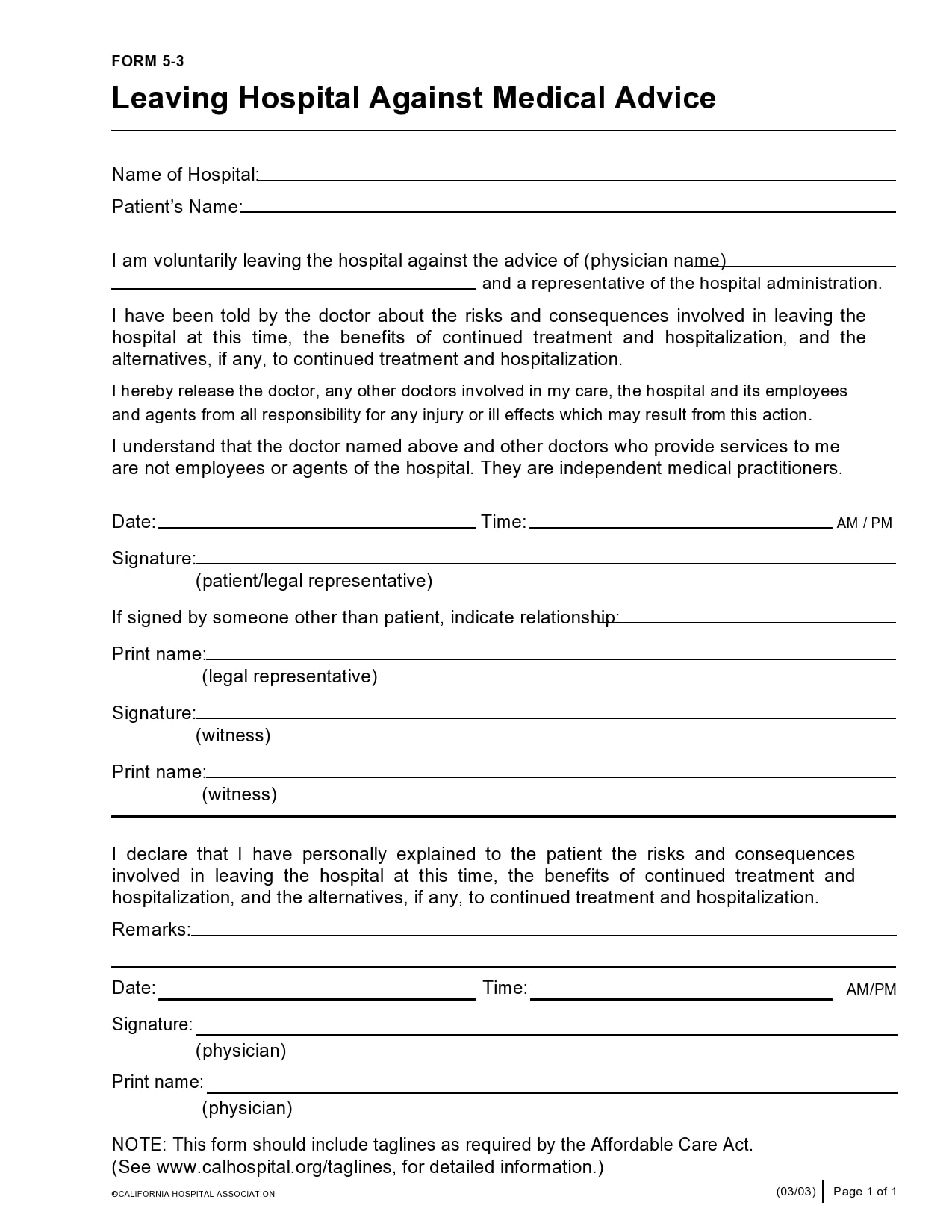Against Medical Advice Form Fill Out And Sign Printab vrogue co